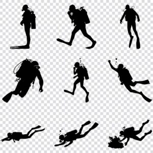 Scuba diver silhouette SVG bundle
