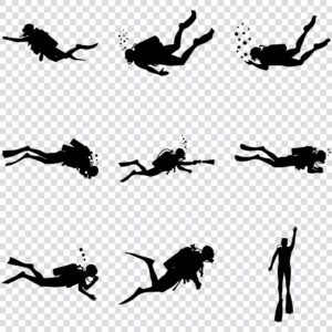 Scuba diving silhouette SVG bundle