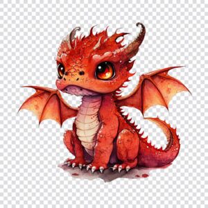 Watercolor baby dragon clipart
