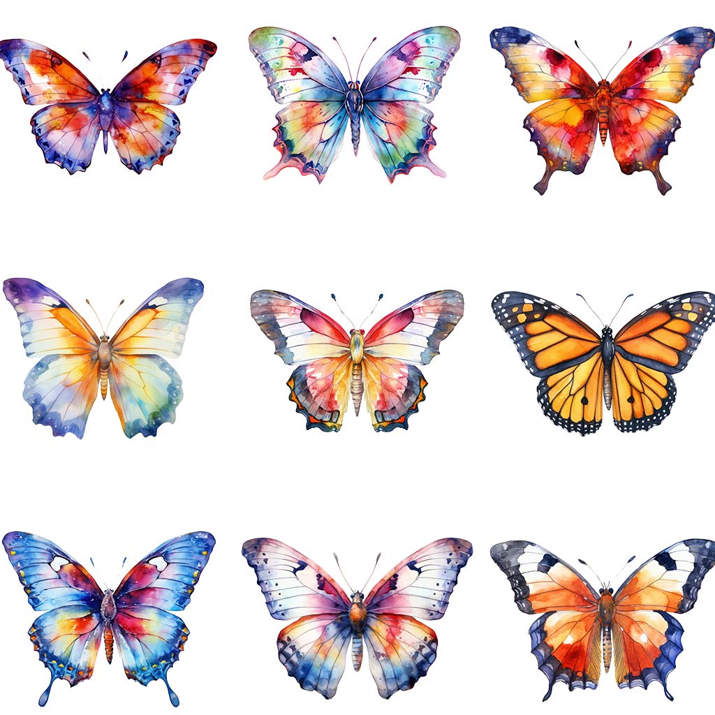 Watercolor butterfly clipart bundle