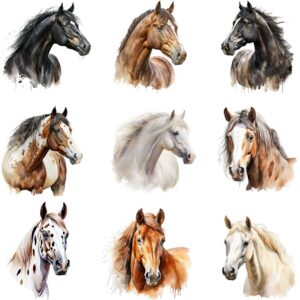Watercolor horse portrait clipart bundle