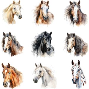 Watercolor horse portrait clipart bundle