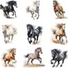 Watercolor running horse clipart bundle