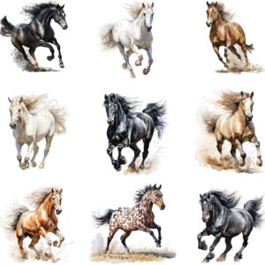 Watercolor running horse clipart bundle