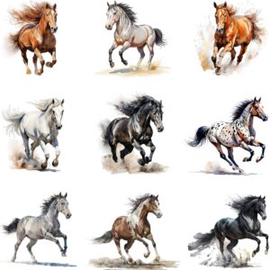 Watercolor running horse clipart bundle