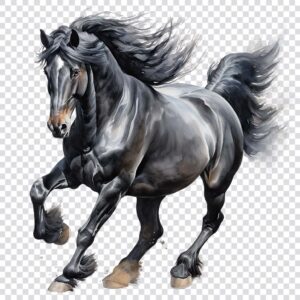 Watercolor running horse clipart