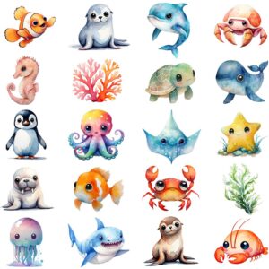 Watercolor sea animals clipart bundle