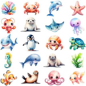 Watercolor sea animals clipart bundle