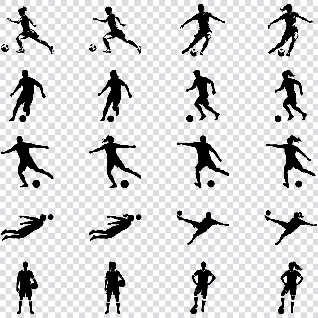 Soccer player silhouette SVG bundle