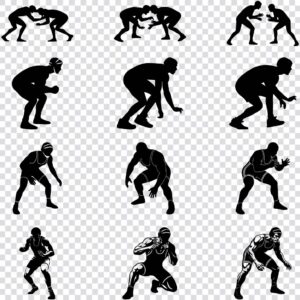 Wrestler silhouette SVG bundle