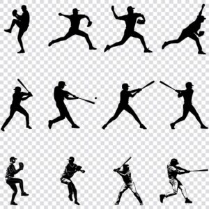 Baseball player silhouette SVG bundle