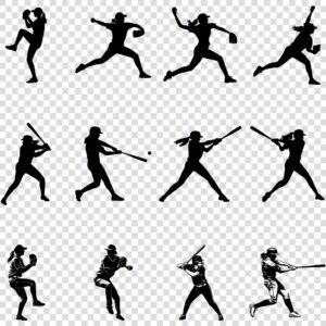 Baseball player silhouette SVG bundle