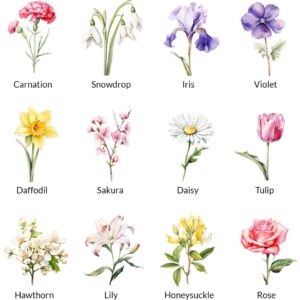 Watercolor birth month flowers clipart bundle