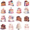 Watercolor birthday cake clipart bundle