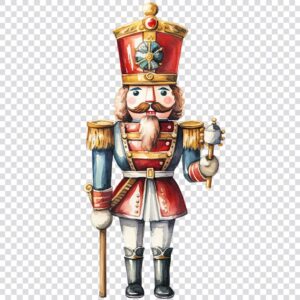 Watercolor Christmas nutcracker clipart