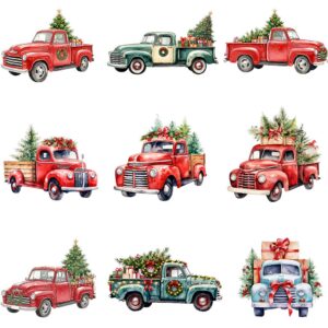 Watercolor Christmas truck clipart bundle