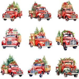 Watercolor Christmas truck clipart bundle