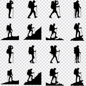 Hiker silhouette SVG bundle