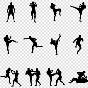 MMA fighter silhouette SVG bundle