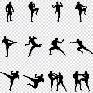 MMA fighter silhouette SVG bundle