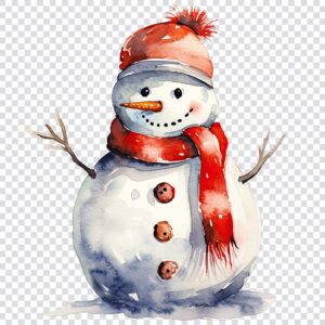 Watercolor snowman clipart