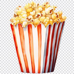 Watercolor popcorn clipart