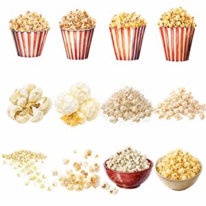 Popcorn watercolor clipart bundle