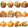 Watercolor pumpkin clipart bundle