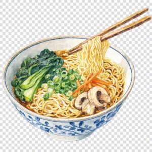 Watercolor Asian noodle clipart