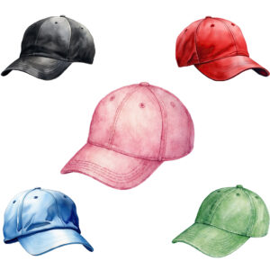 Watercolor baseball cap clipart bundle