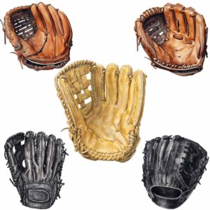Watercolor baseball glove clipart bundle