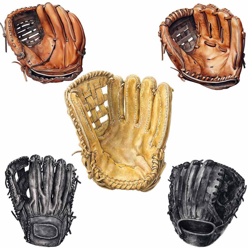 Watercolor baseball glove clipart bundle