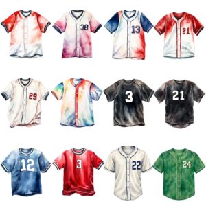 Watercolor baseball jersey clipart bundle