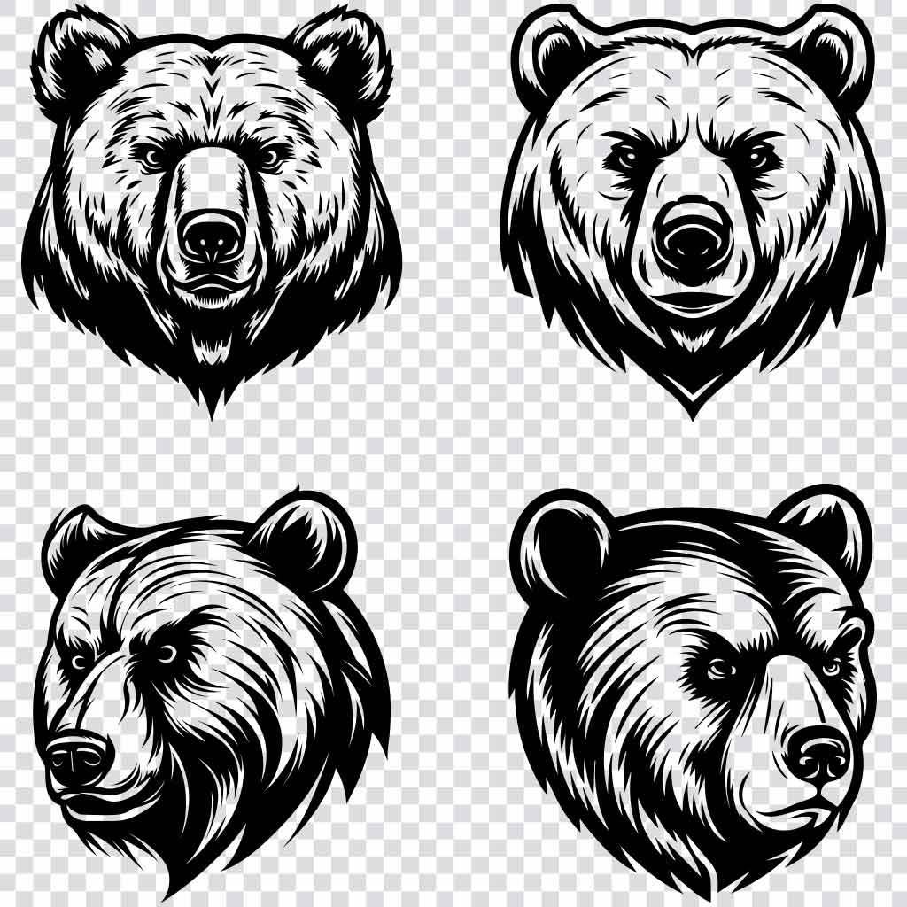 Bear head silhouette SVG bundle