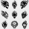 Flaming skull silhouette SVG bundle
