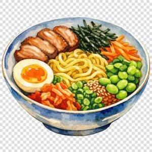 Watercolor ramen bowl clipart