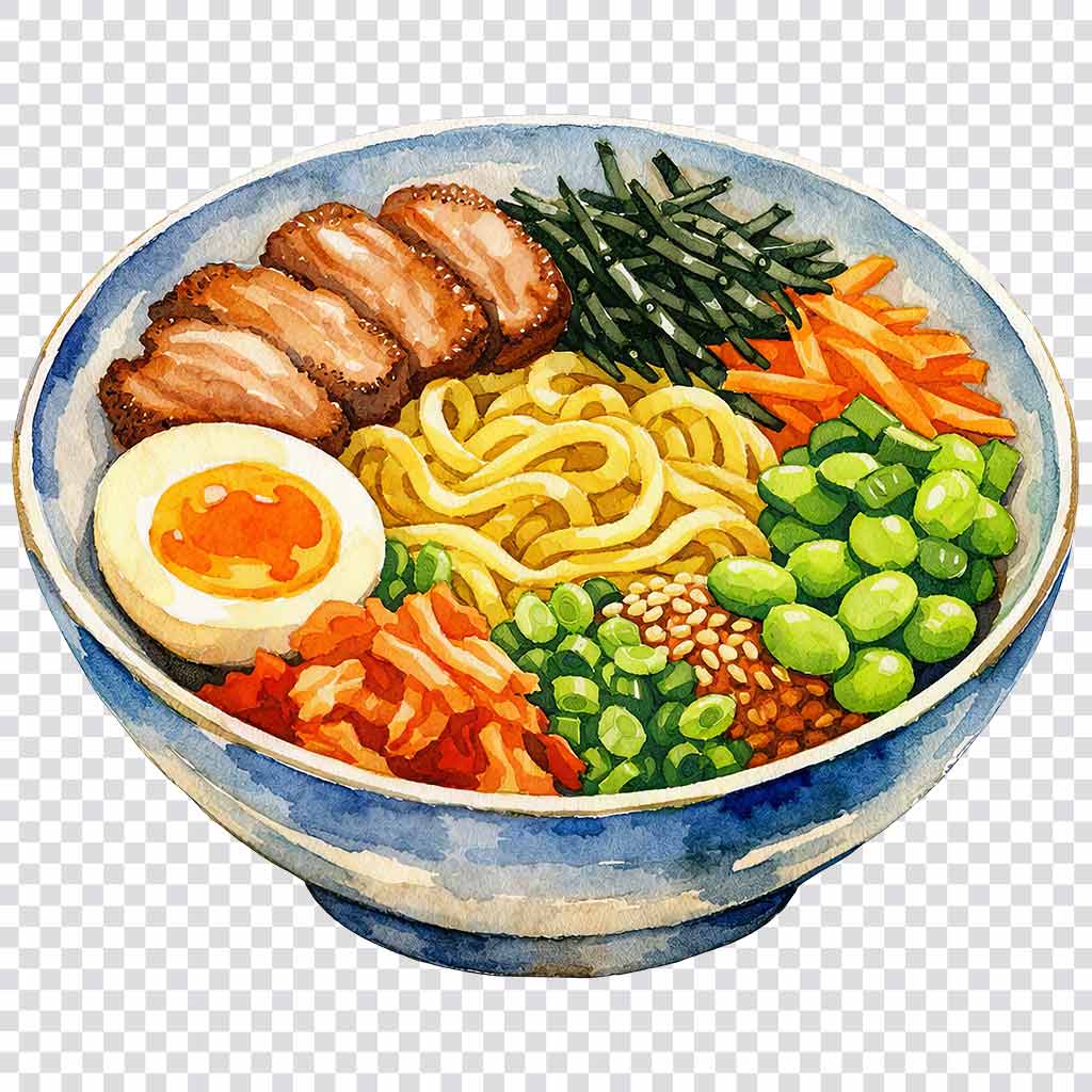 Watercolor ramen bowl clipart