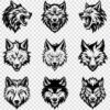 Wolf head silhouette SVG bundle