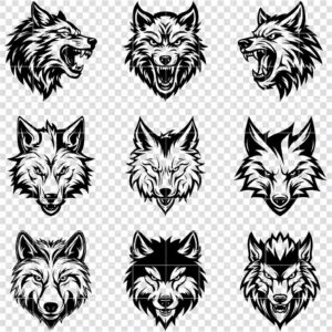 Wolf head silhouette SVG bundle