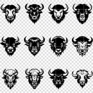 Bison head silhouette SVG bundle