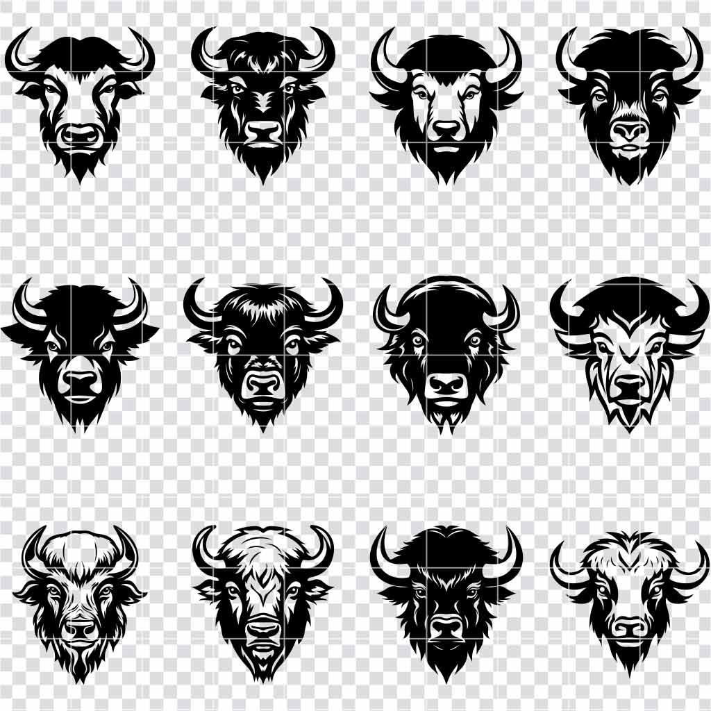 Bison head silhouette SVG bundle