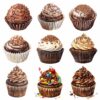 Watercolor chocolate cupcake clipart bundle