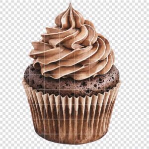 Watercolor chocolate cupcake clipart