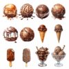 Chocolate ice cream watercolor clipart bundle