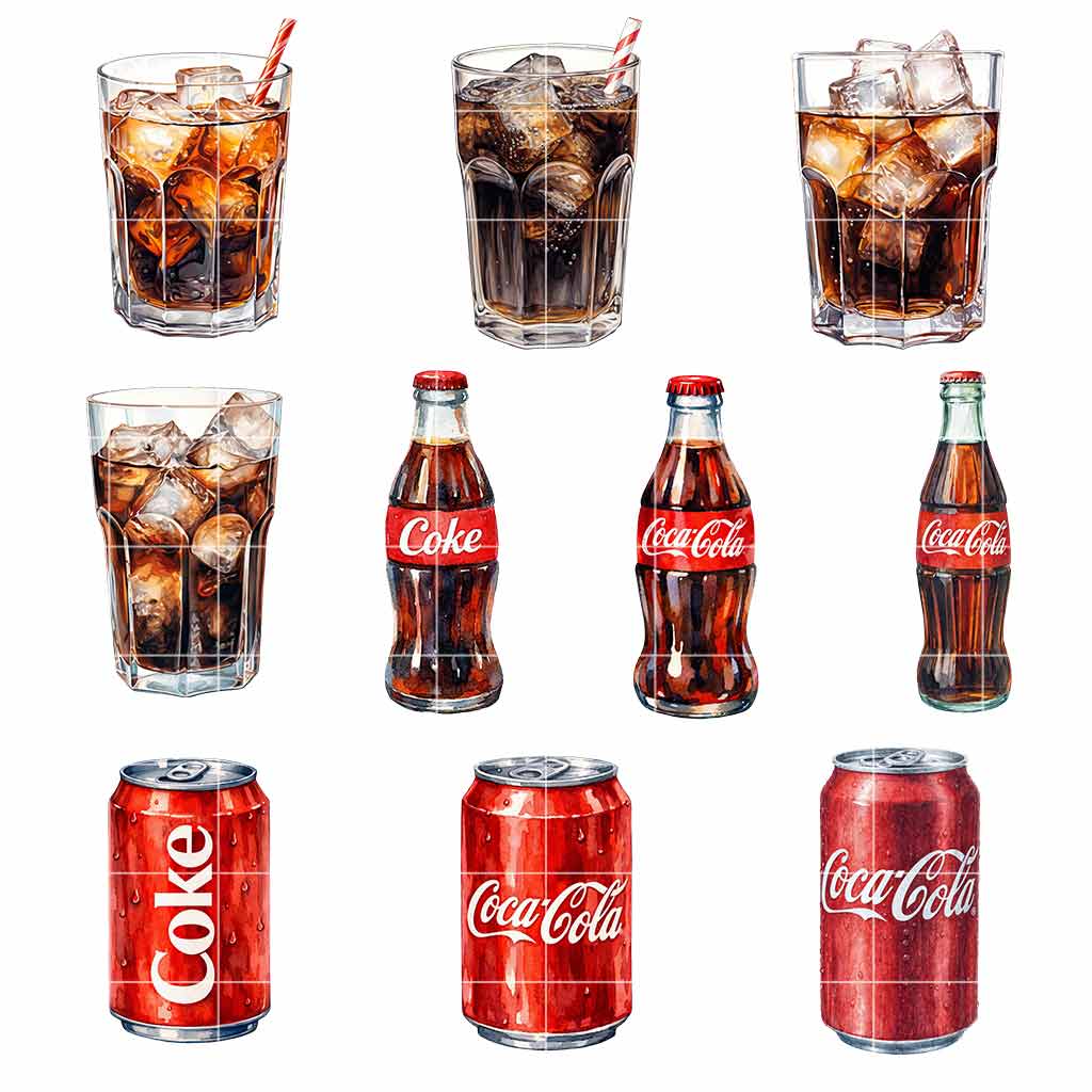 Coke watercolor clipart bundle