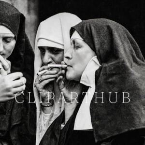 Vintage Nuns Smoking Photo Closeup