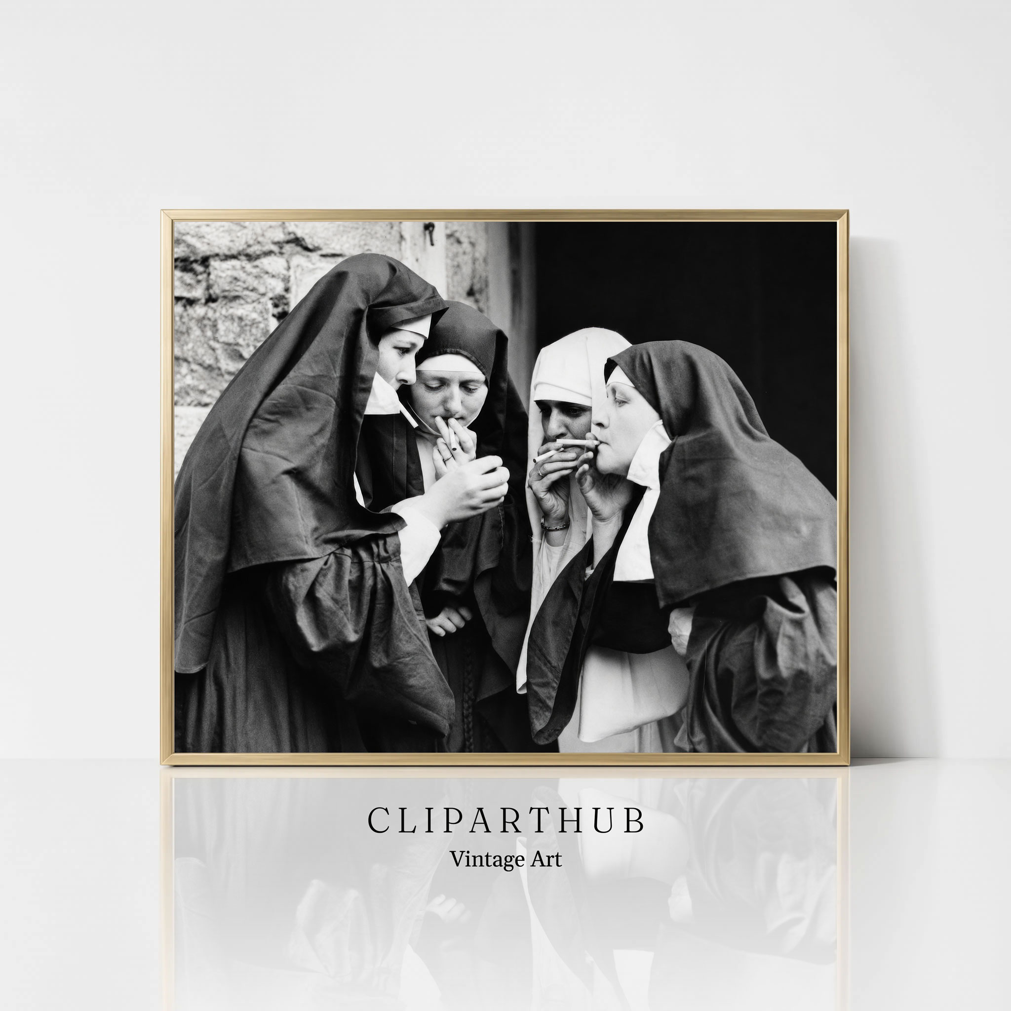 Vintage Nuns Smoking Photo