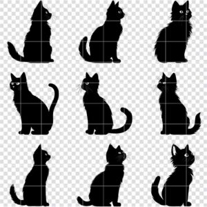 Sitting cat silhouette SVG bundle