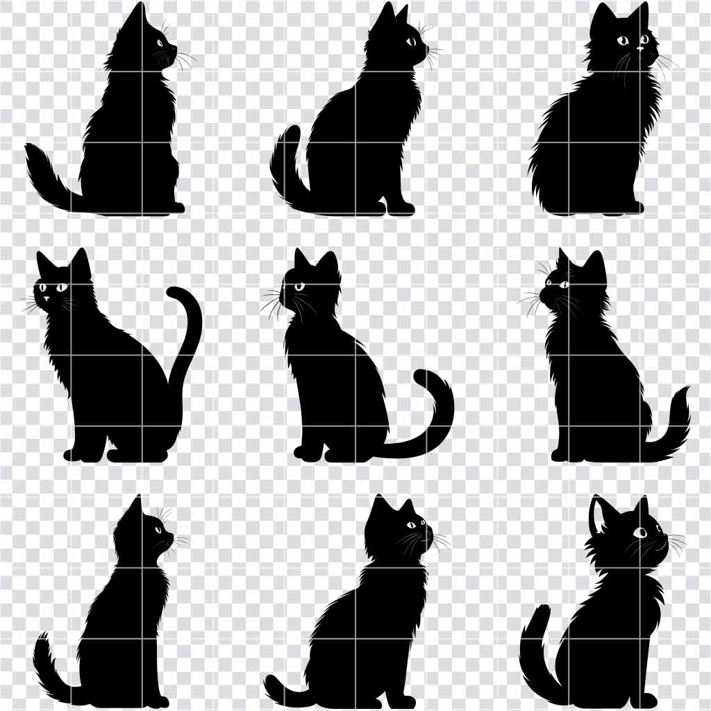 Sitting cat silhouette SVG bundle
