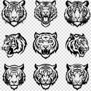 Tiger head silhouette SVG bundle